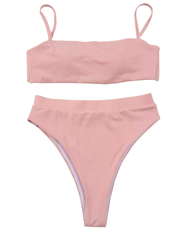 Spaghetti Strap High Waisted Bikini Set
