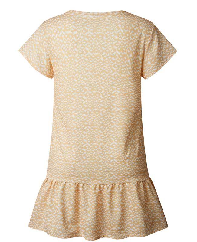 V Neck Button Floral Mini Dress