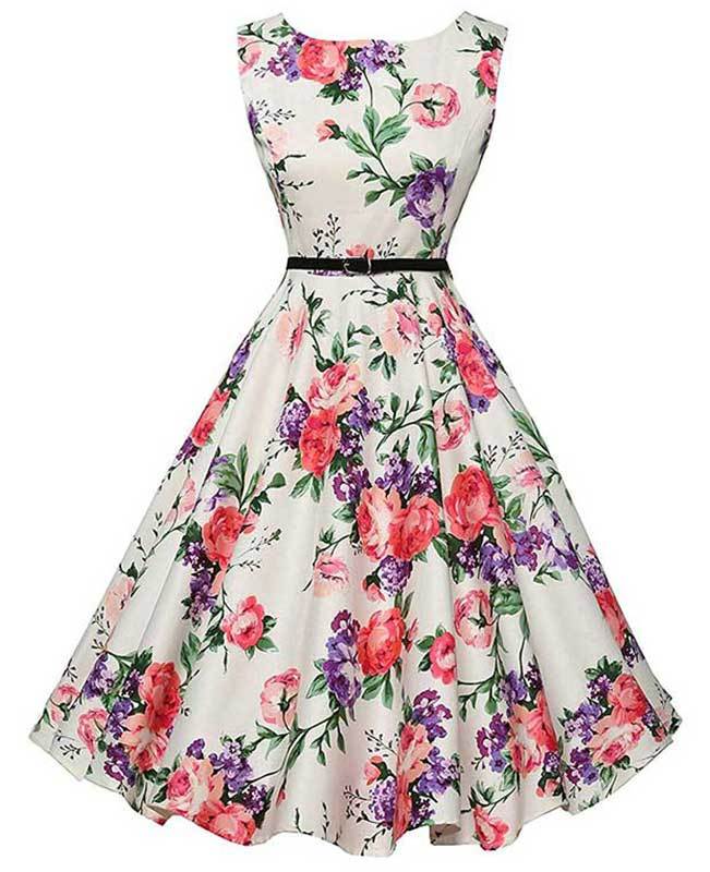 Vintage Sleeveless Floral Cocktail Dress