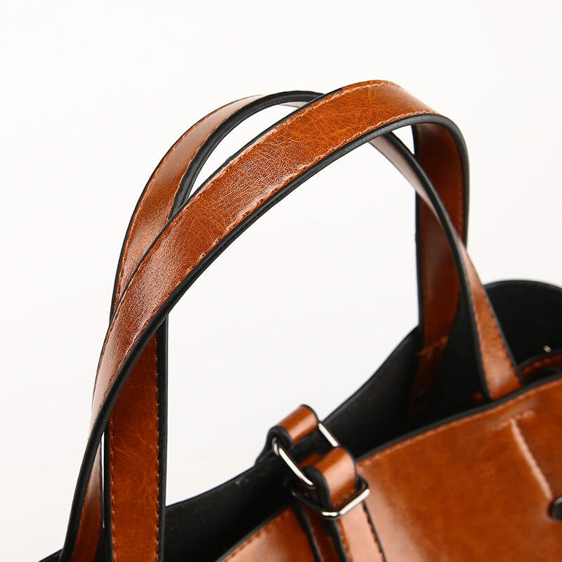 Oil Wax Leather Casual Tote Handbags