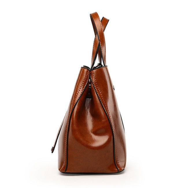 Oil Wax Leather Casual Tote Handbags