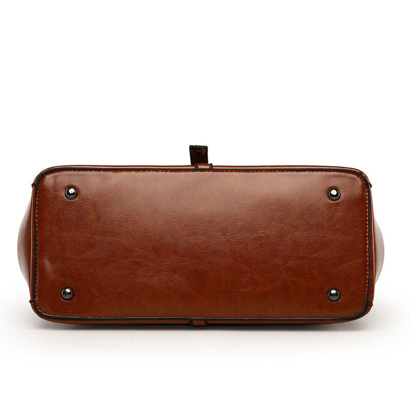 Oil Wax Leather Casual Tote Handbags