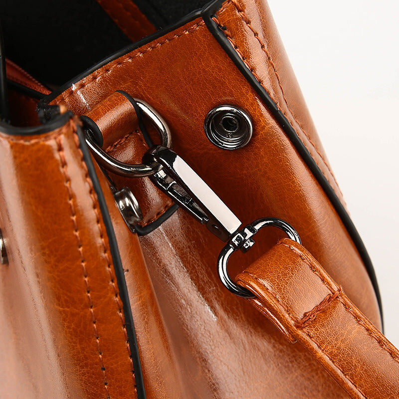 Oil Wax Leather Casual Tote Handbags