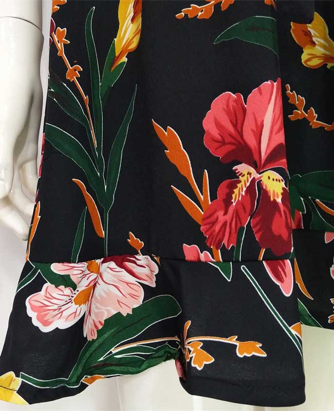 Boho Style Deep V-Neck Flare Sleeve Floral Printed Dress