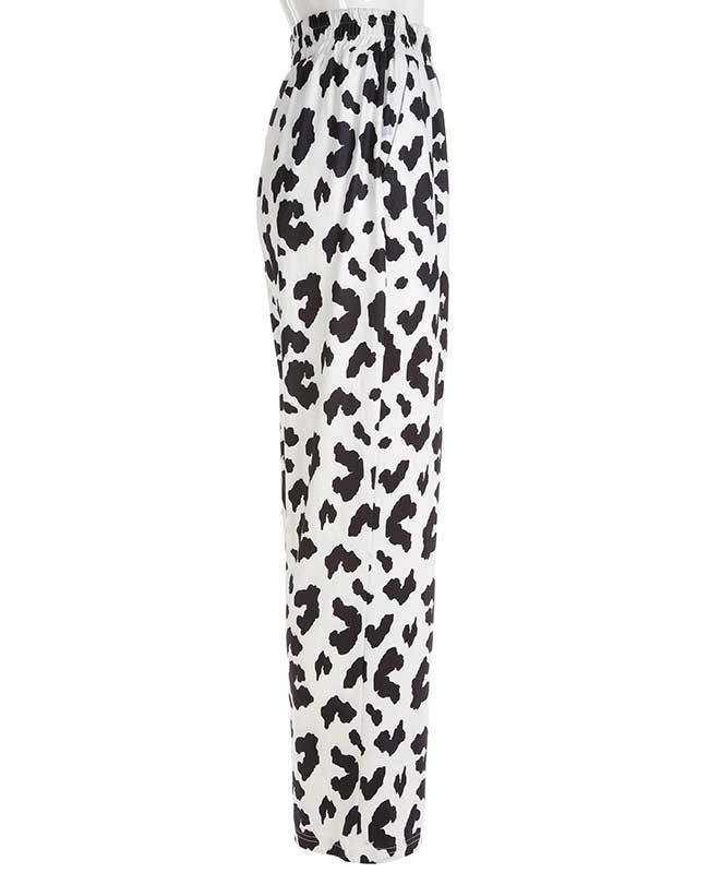 Casual Elastic High Waist Milk Cow Print Pants