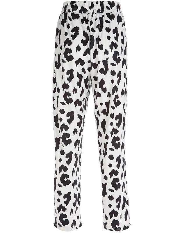 Casual Elastic High Waist Milk Cow Print Pants