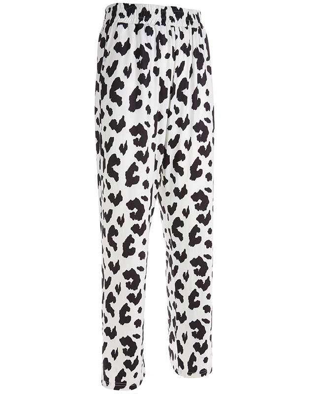 Casual Elastic High Waist Milk Cow Print Pants