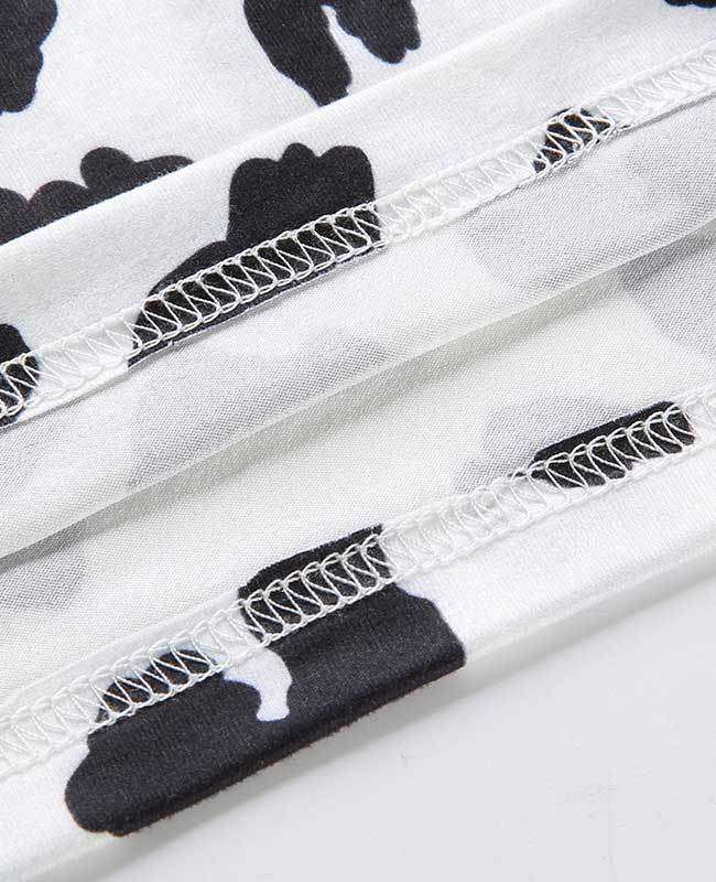 Casual Elastic High Waist Milk Cow Print Pants