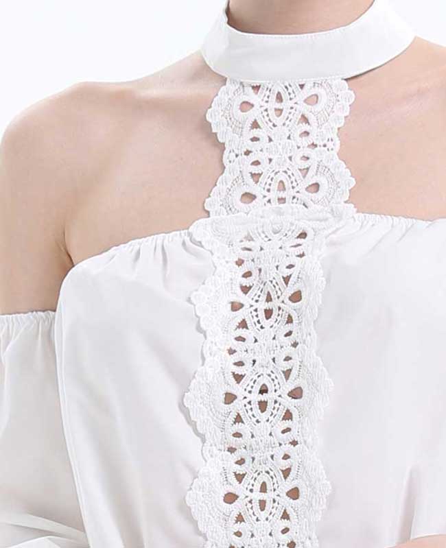 Halter Off Shoulder Lace Blouse Shirt
