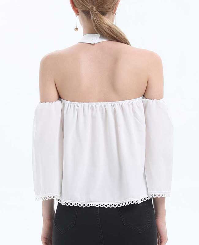 Halter Off Shoulder Lace Blouse Shirt