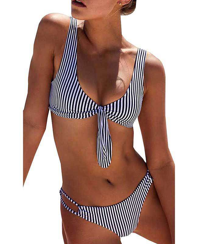 Push Up Striped Two Piece Swimsuit