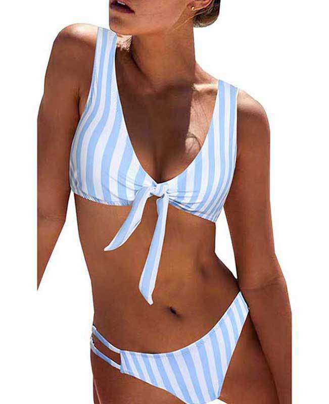 Push Up Striped Two Piece Swimsuit