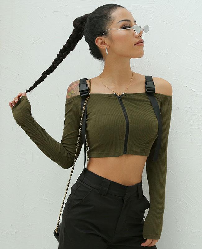 Sexy Short Long Sleeve Crop Top