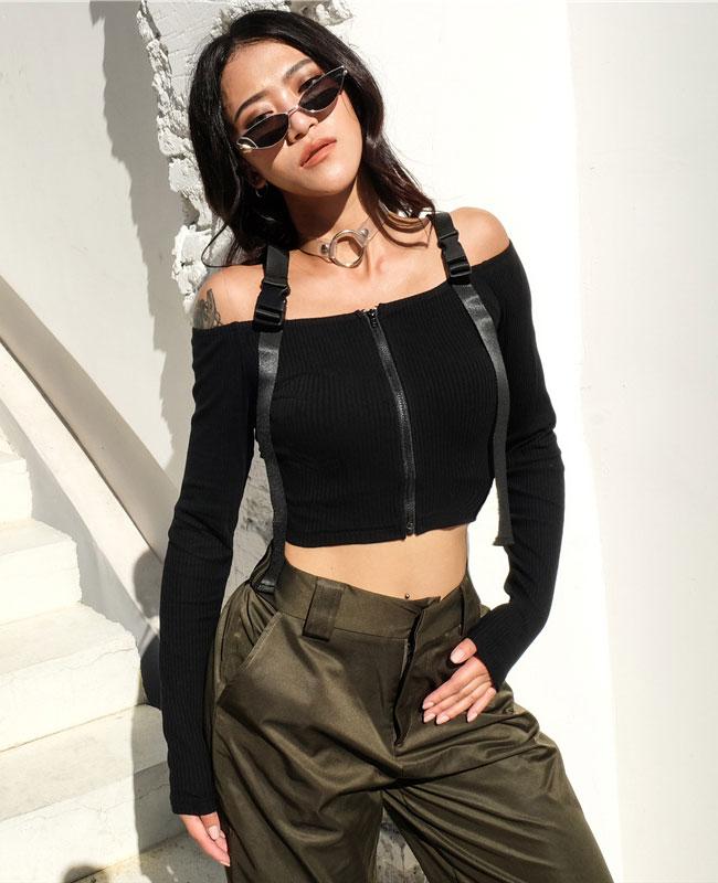 Sexy Short Long Sleeve Crop Top