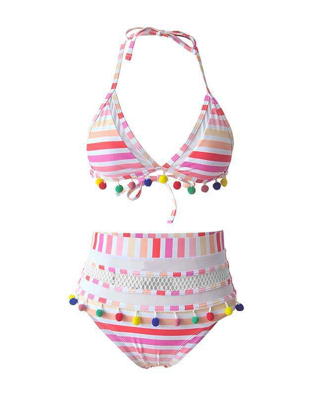 Tassel Hem High Waisted Bikini Set-20