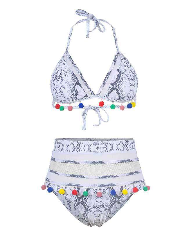 Tassel Hem High Waisted Bikini Set-27