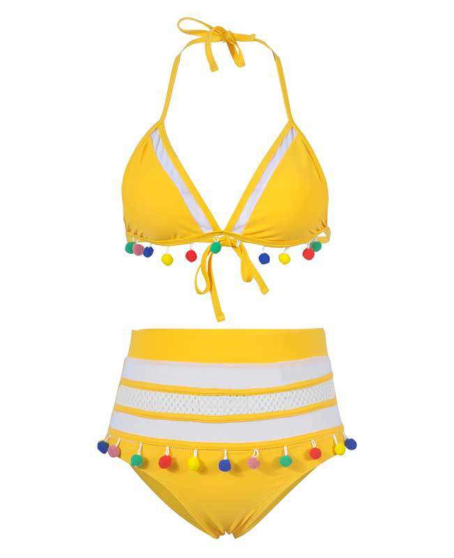 Tassel Hem High Waisted Bikini Set-29