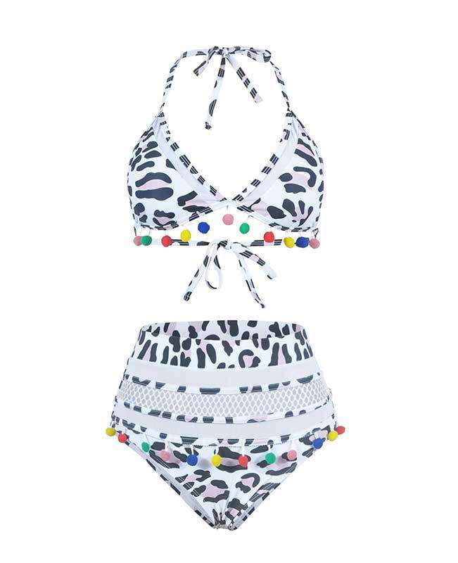 Tassel Hem High Waisted Bikini Set-15