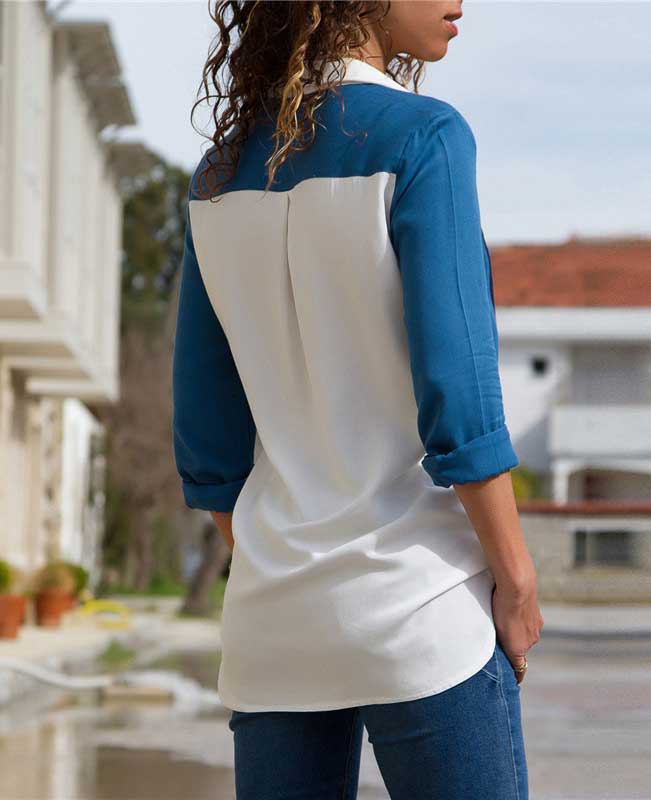 Turn Down Collar Office Chiffon Blouse