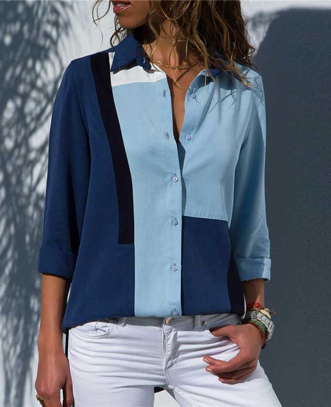 Turn Down Collar Office Chiffon Blouse