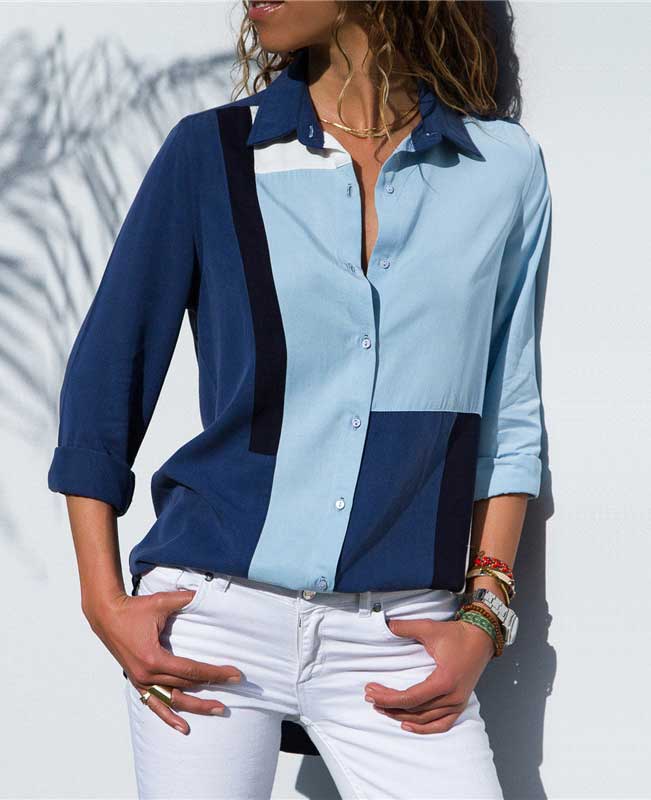 Turn Down Collar Office Chiffon Blouse