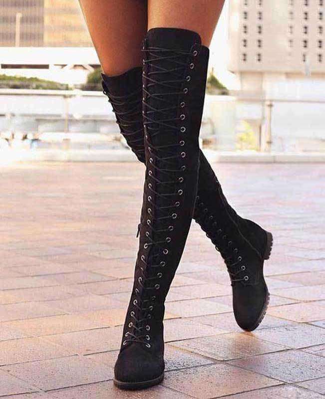 Over the Knee Lace Up Boots