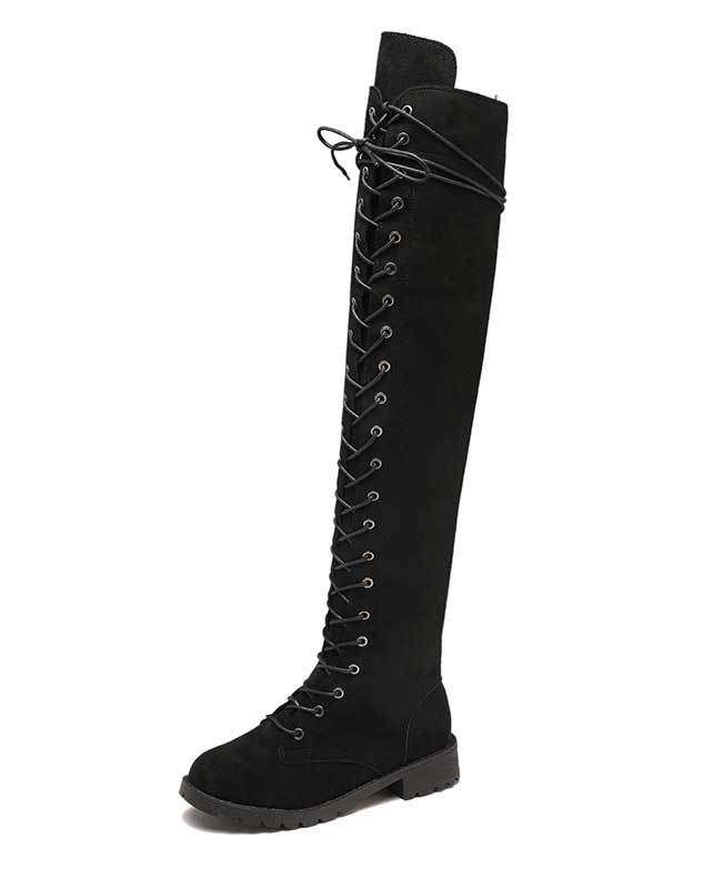 Over the Knee Lace Up Boots | Over the Knee Suede Boots| Seamido