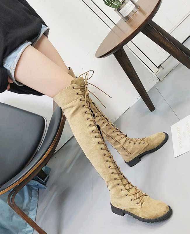 Over the Knee Lace Up Boots-4