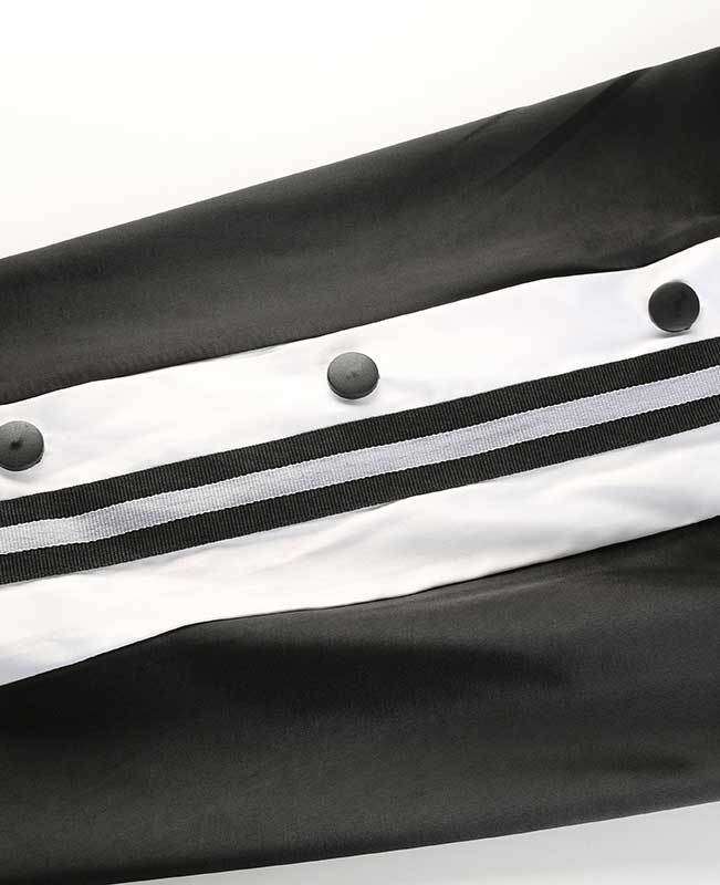Side Split Black and White Striped Trousers-10