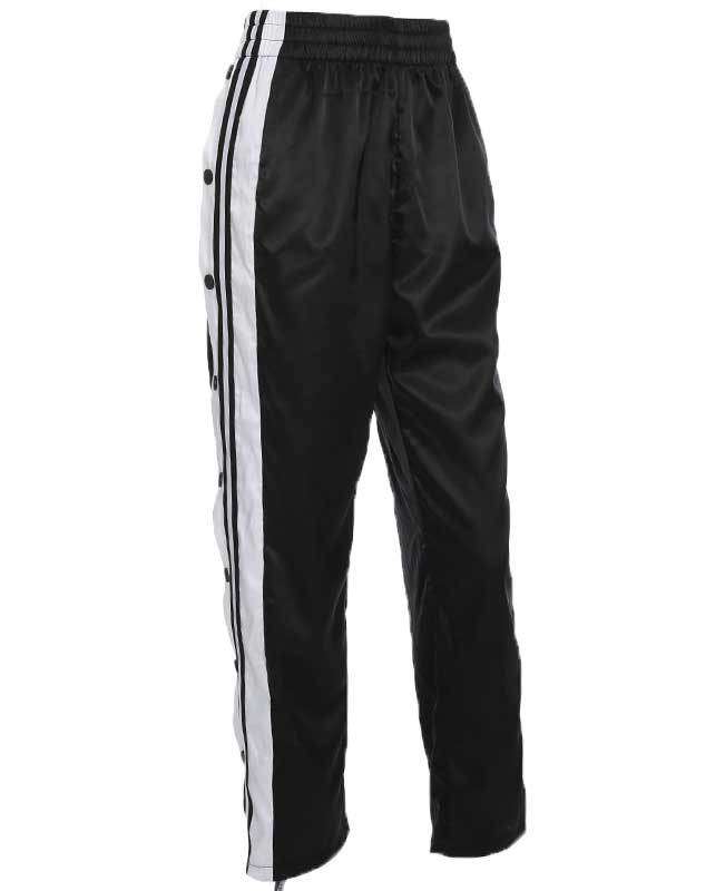 Side Split Black and White Striped Trousers-6