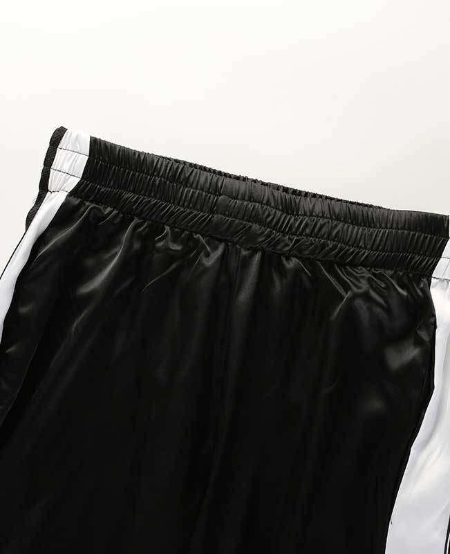 Side Split Black and White Striped Trousers-11