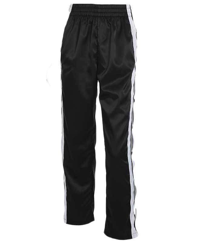 Side Split Black and White Striped Trousers-7