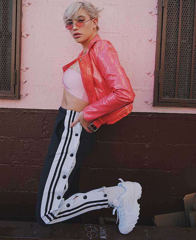 Side Split Black and White Striped Trousers-4