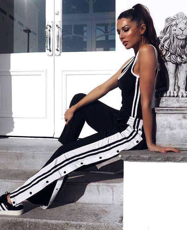 Black and White Striped Trousers