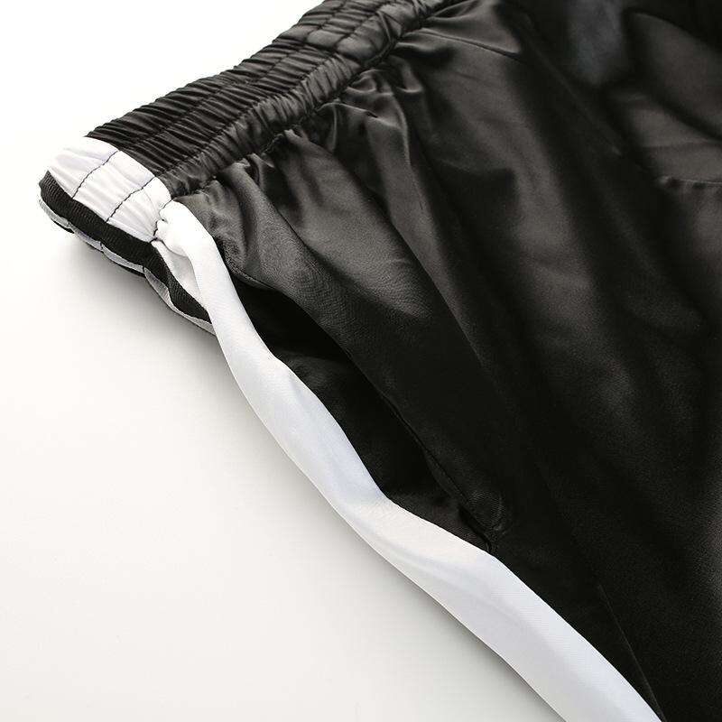 Side Split Black and White Striped Trousers-8