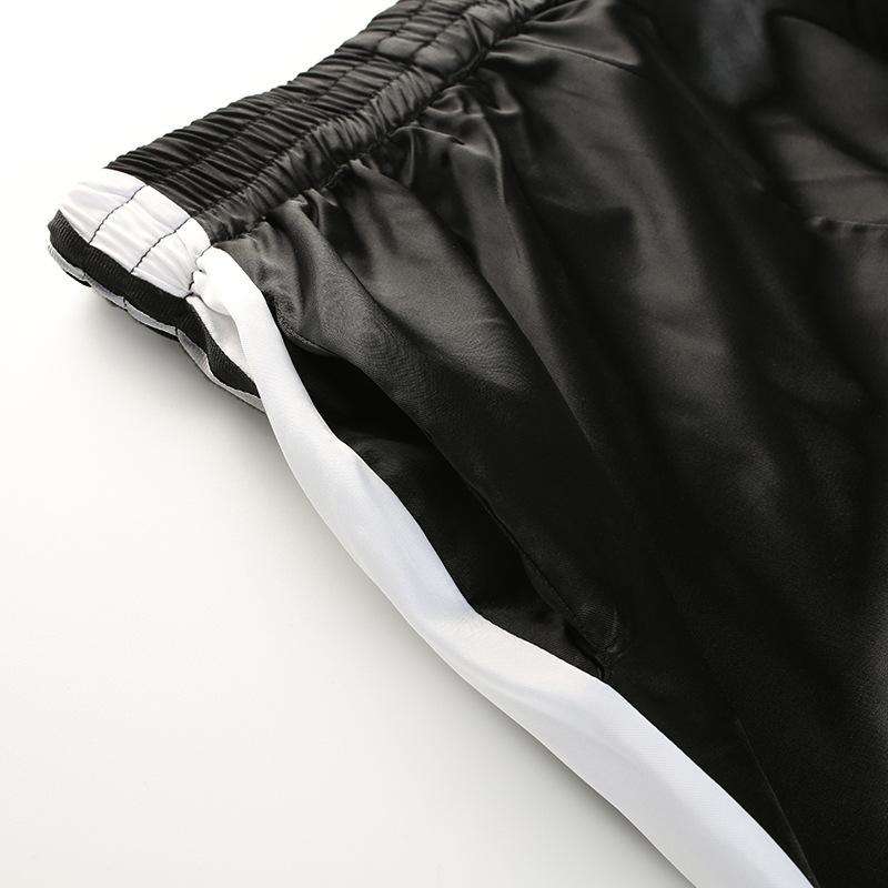 Side Split Black and White Striped Trousers-8