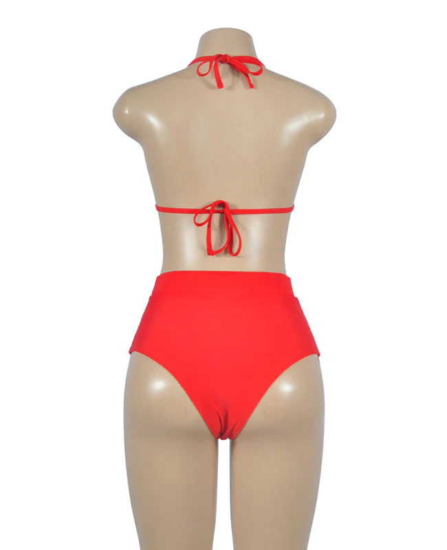 Tassel Hem High Waisted Bikini Set
