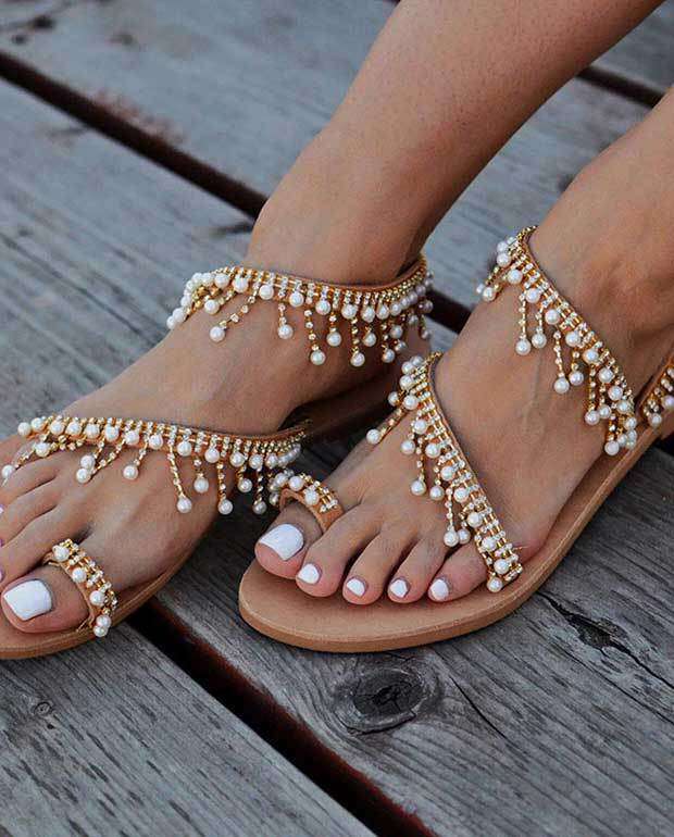 Womens Flat Bead Sandal-2