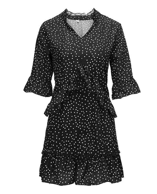 Loose Ruffle Polka Dot Dress-8