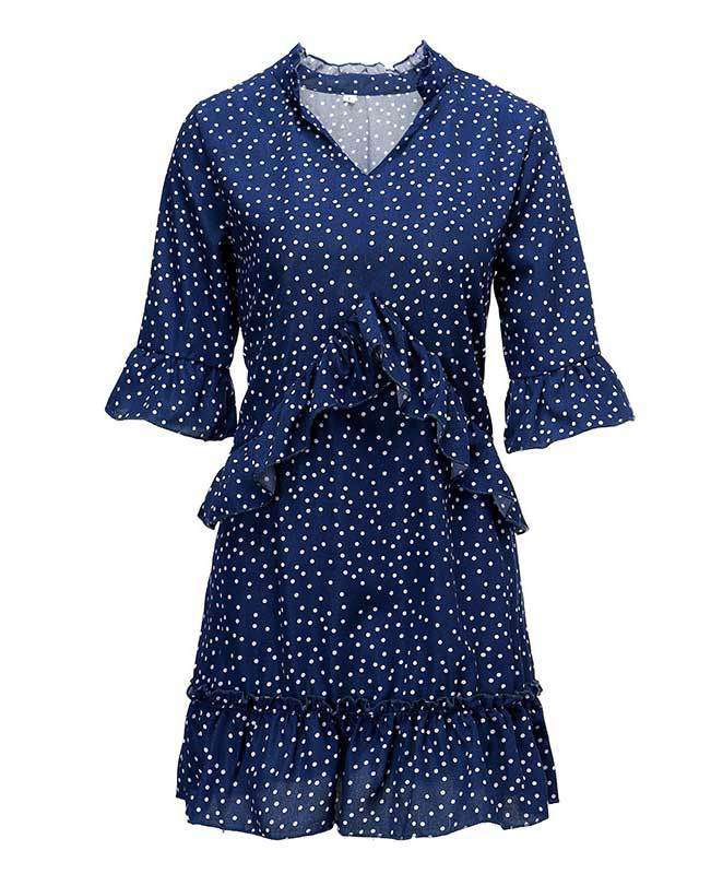 Loose Ruffle Polka Dot Dress-6