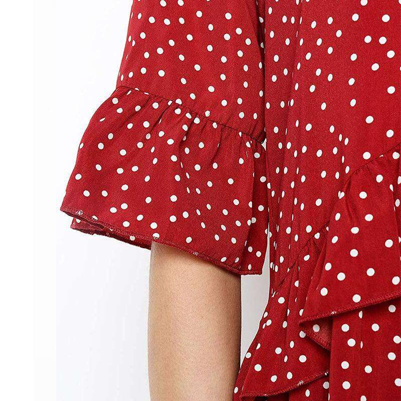 Loose Ruffle Polka Dot Dress-13