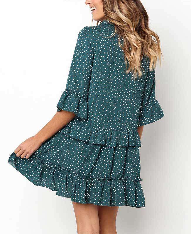 Loose Ruffle Polka Dot Dress-11
