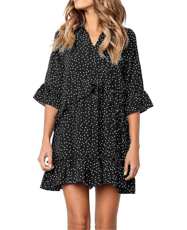 Loose Ruffle Polka Dot Dress