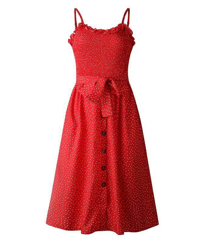 Spaghetti Strap Polka Dot Boho Dress-11