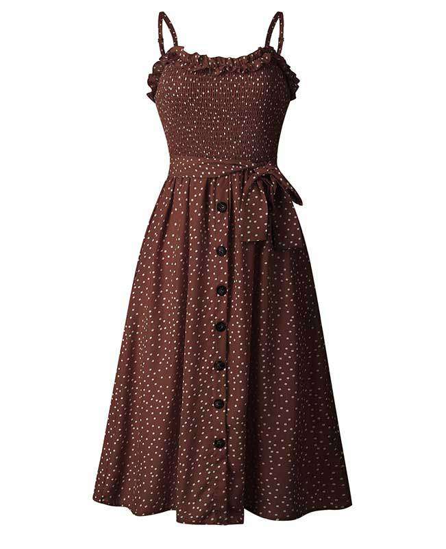 Spaghetti Strap Polka Dot Boho Dress-6