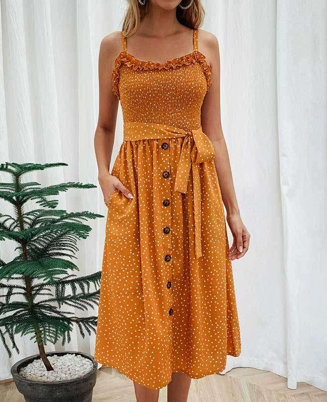 Spaghetti Strap Polka Dot Boho Dress