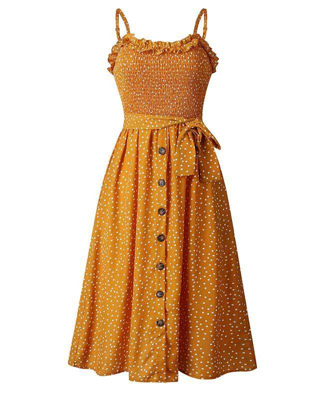 Spaghetti Strap Polka Dot Boho Dress-10