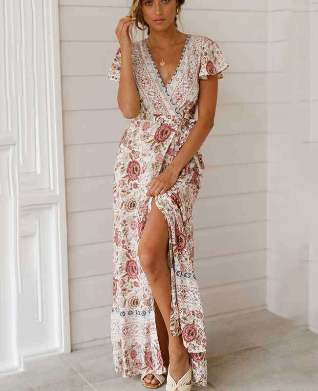 Women s Boho Long Dresses Long Summer Beach Dresses Seamido