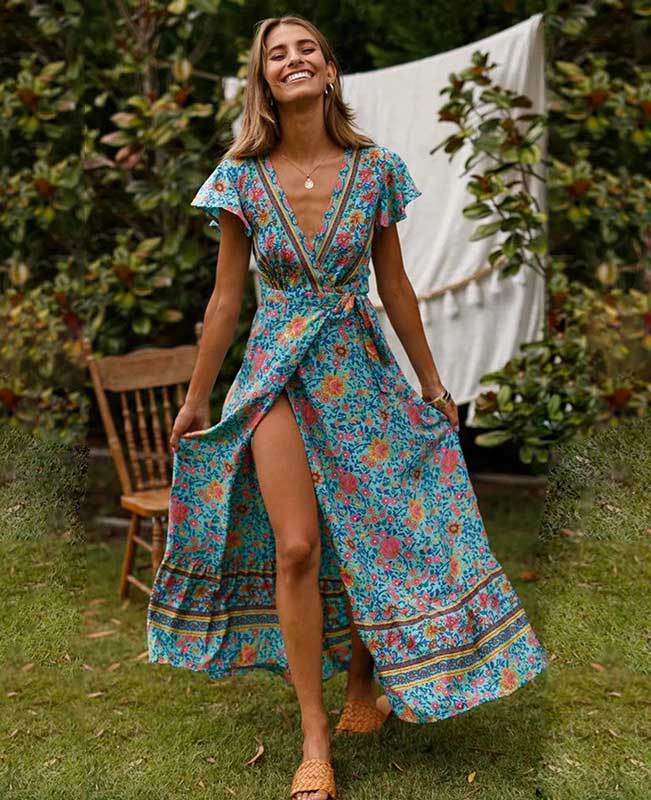 Women s Boho Long Dresses Long Summer Beach Dresses Seamido