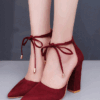 Ankle Block Suede Chunky Heels